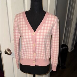 🖤SIONI PINK/WHT CHECKERED CARDIGAN SIZE S🖤